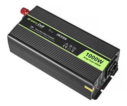 Przetwornica samochodowa Green Cell Przetwornica 12V/230V 1000W/2000W Czysty sinus INV09